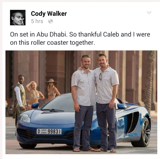 Cody (kiri) dan Caleb saat berada di Dubai saat menggarap FURIOUS 7/©facebook.com/codywalker