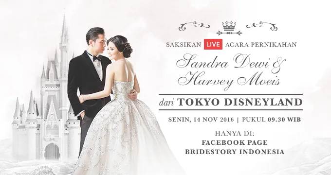 Sandra Dewi & Harvey Moeis menggelar resepsi di Disneyland hari ini/©Bridestory
