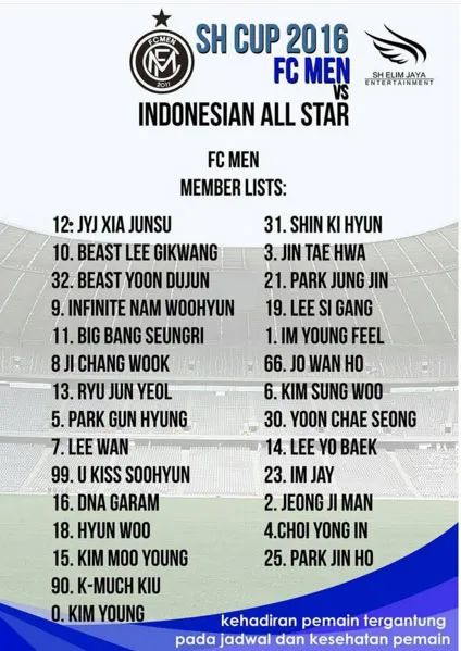 Daftar lengkap pemain FC Men yang akan bertanding di Indonesia. ©Instagram/sh_entindonesia
