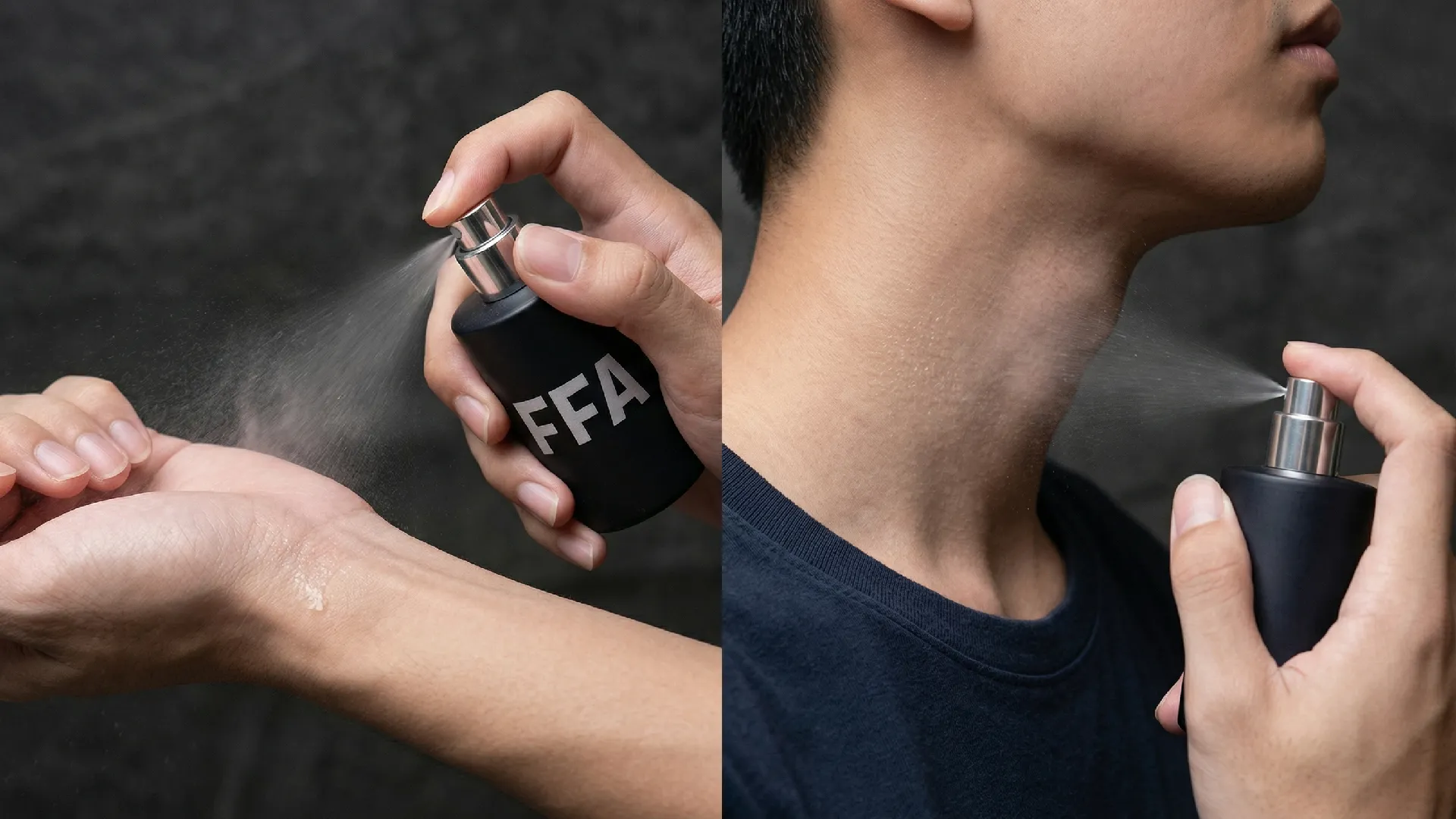 Illustration of FFAR Sigma Spirit Eau de Parfum application.