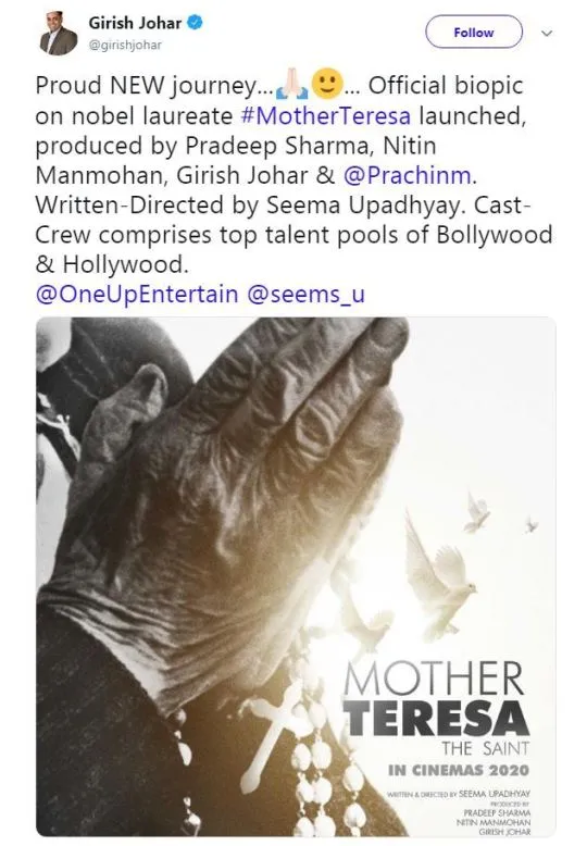 Unggahan salah satu produser Bollywood © Twitter
