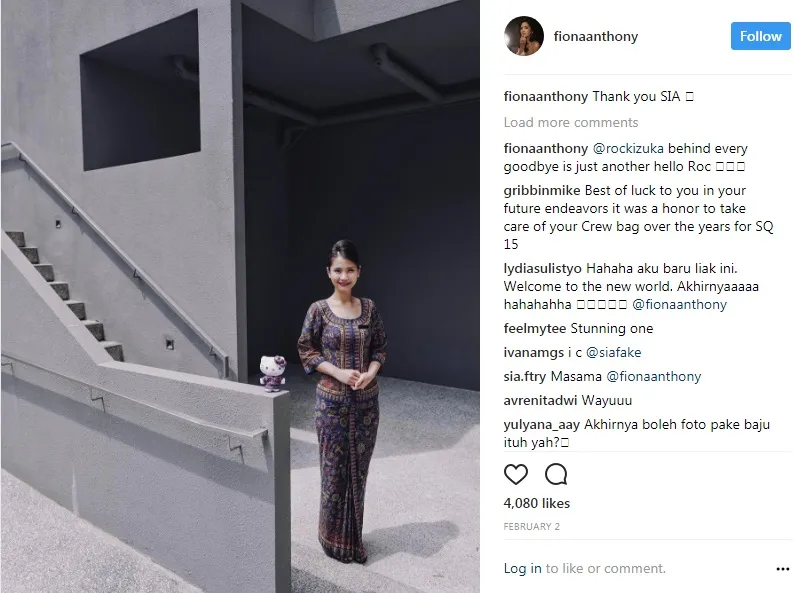 Fiona istri Dion Wiyoko sempat tinggal di Singapura dan bekerja sebagai pramugari. 姆nstagram.com/fionaanthony