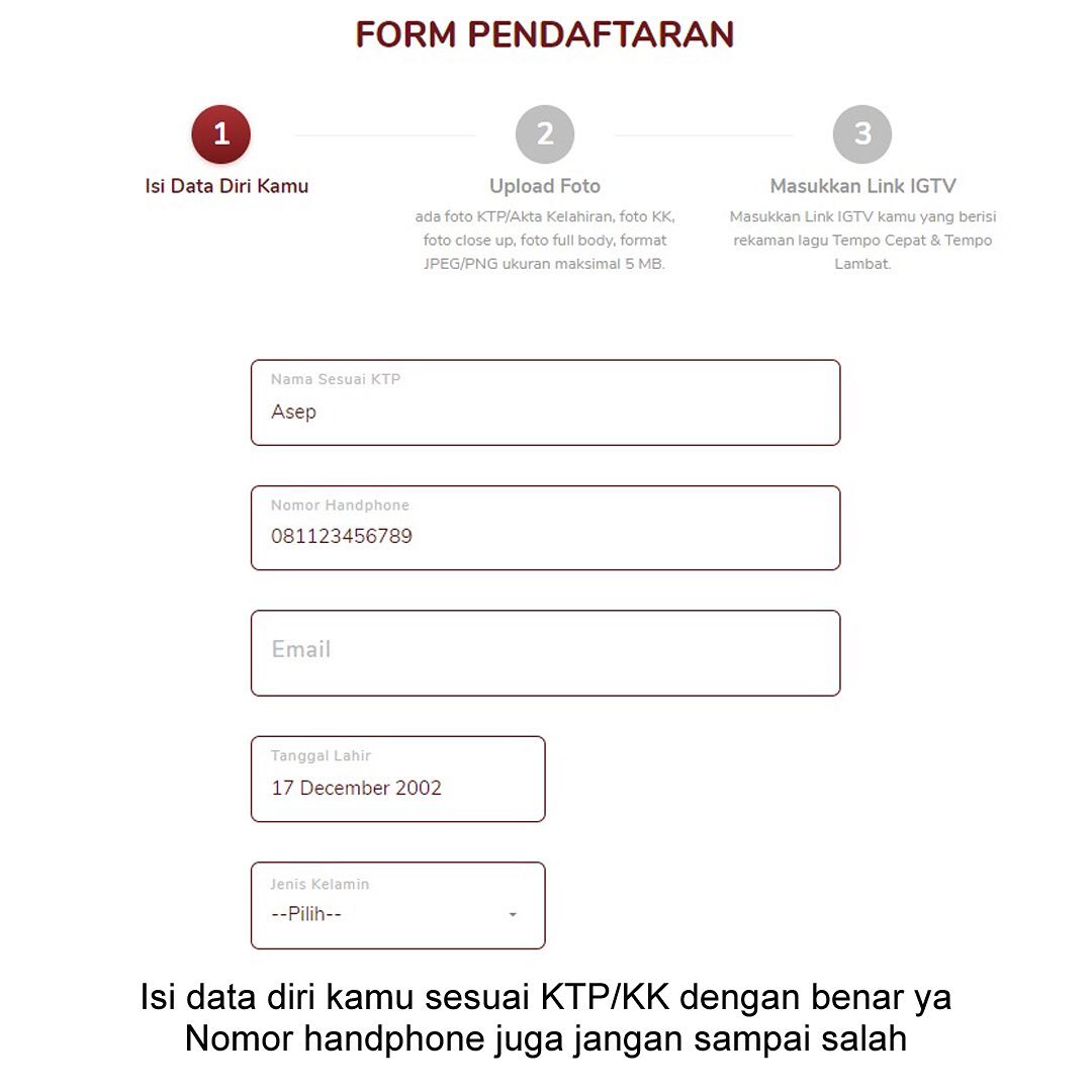 Online Audition Registration Form LIDA 2021 ©KapanLagi.com