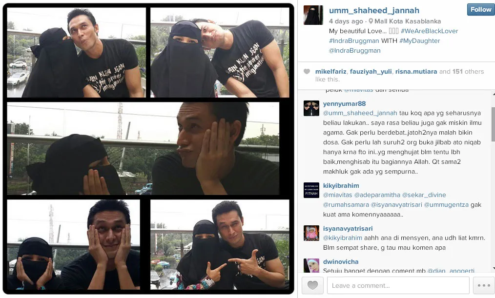 Foto 'mesra' Indra L Bruggman dengan wanita bercadar yang sempat dihujat netizen. ©Instagram/Umm Shaheed Jannah
