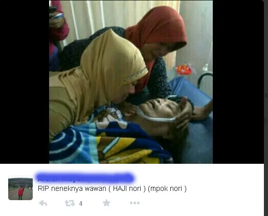 Foto terkahir almarhum Mpok Nori. ©Twitter/Aldian Mayer