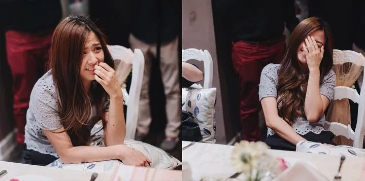 Reaksi surprise Franda ketika mendadak dilamar oleh Samuel Zylgwyn. ©instagram.com/efranda