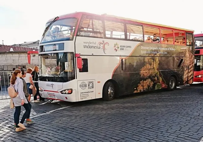 Total promosi wisata tersebut ada di 21 unit bus besar dan 4 buah bus kecil.