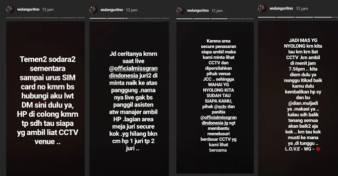 Wulan ceritakan musibah ini dalam story Instagramnya.