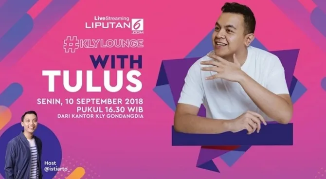 Segala pertanyaan soal musik hingga video klip terbaru bakal dijawab langsung sama Tulus dalam Live Streaming #KLY Lounge.