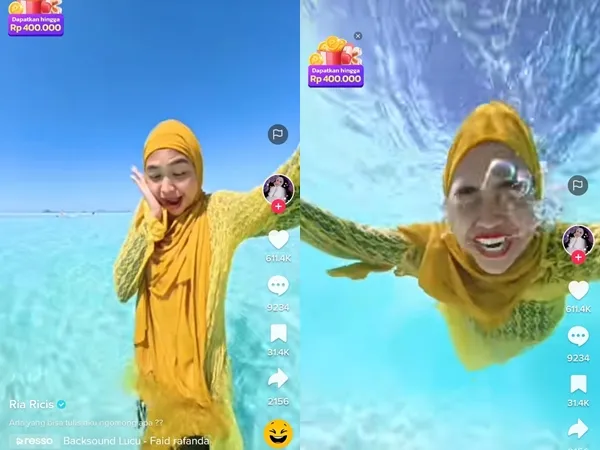 Ria Ricis Coba Ngomong dalam Air (Credit: instagram.com/riaricis1795)