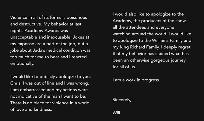 Will Smith Minta Maaf © instagram.com/willsmith