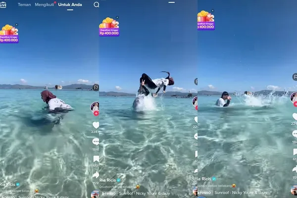 Ria Ricis Salto Back Flip Bersama Suami (Credit: instagram.com/riaricis1795)