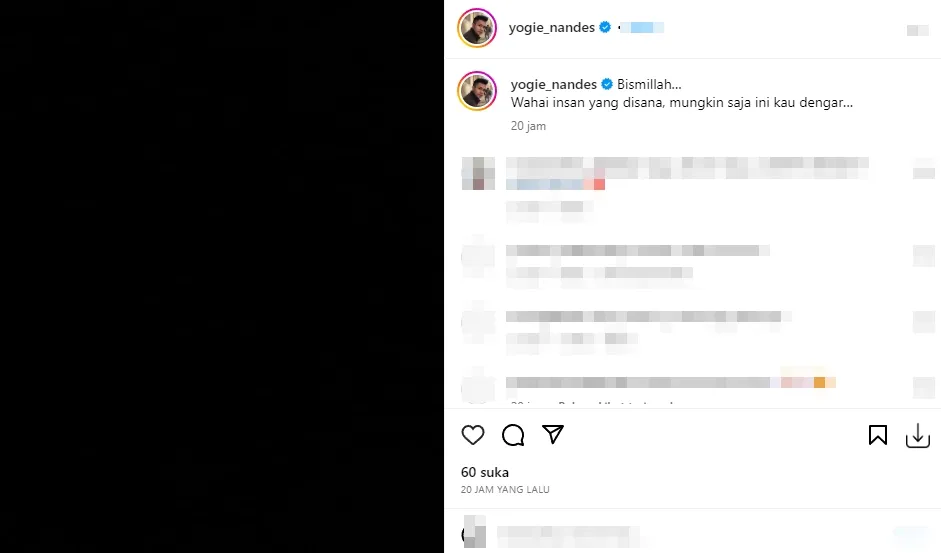Yogie Nandes unggah postingan galau (Credit: instagram.com/yogie_nandes)