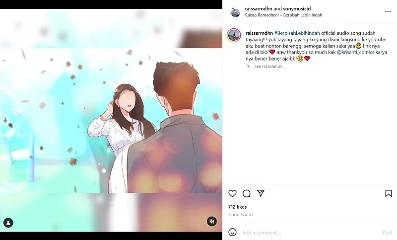 Raissa Ramadhani Rilis Music Video Berkonsep Komik (Credit: instagram.com/raissarmdhn)