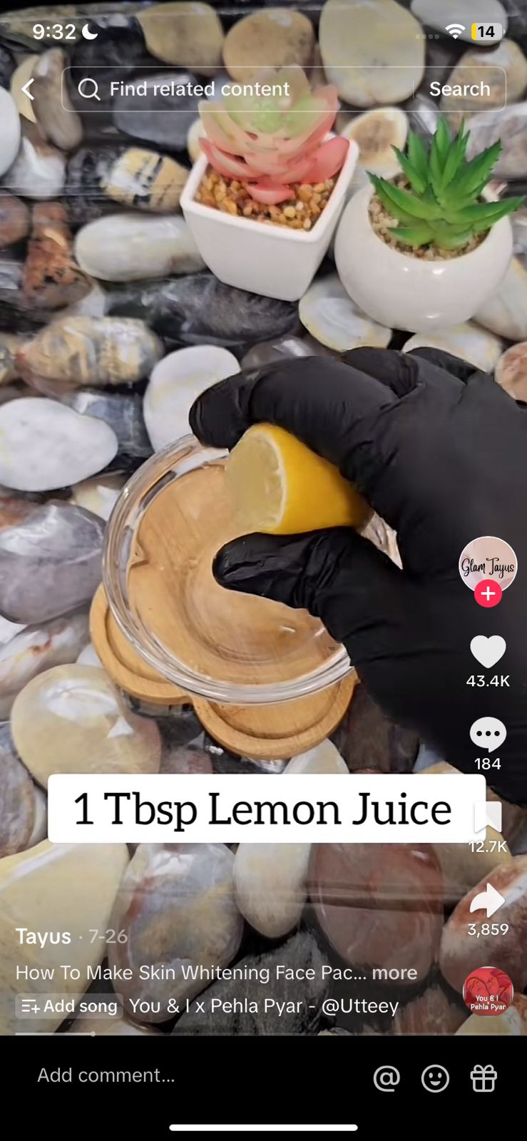 Masker Lemon, Madu, dan Susu. (foto: TikTok/glamtayus).