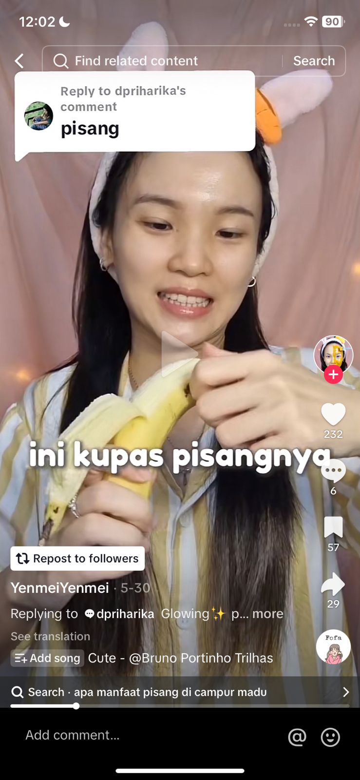 How to Make a Banana Mask. (photo: TikTok/yenmeipow).