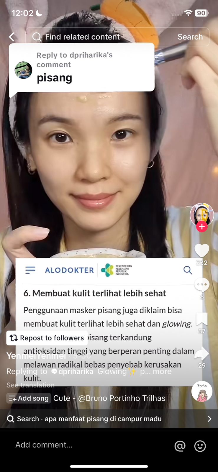 Cara Pembuatan Masker Pisang. (foto: TikTok/yenmeipow).