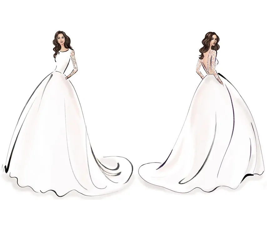 Prediksi Caroline Castiglinao untuk gaun pernikahan Meghan Markle. Credit: via brides.com