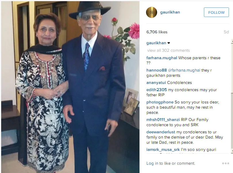 Gauri Khan lagi kangen nih dengan sang ayahnya © Instagram.com/gaurikhan