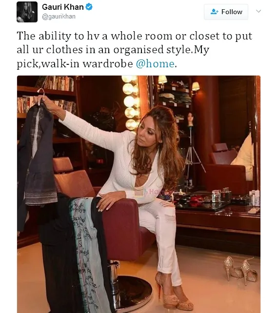 Gauri Khan di dalam walk in closet miliknya ©twitter/gaurikhan