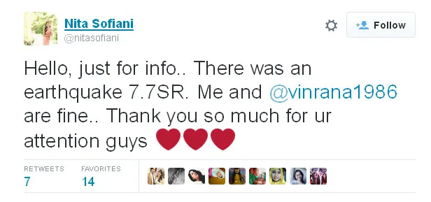 Nita pun juga turut memberi tahu kondisi terbaru mereka © Twitter.com/nitasofiani