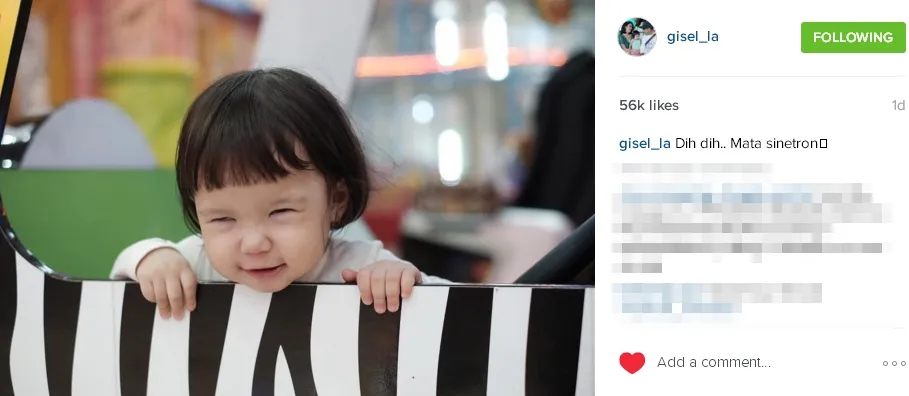 Muka sinetron Baby Gempi. / ©Gisella Anastasia Instagram