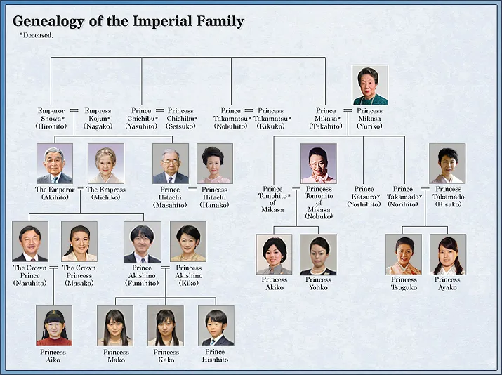 Silsilah keluarga kerajaan Jepang. cr: kunaicho.go.jp
