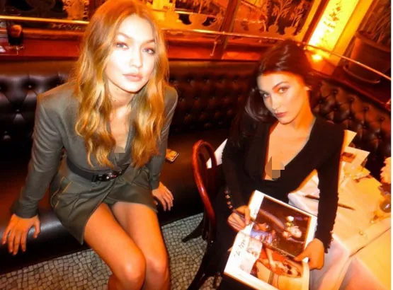 Bella dan Gigi Hadud yang tampail menggoda saat foto berdua di Paris. ©Instagram/gigihadid