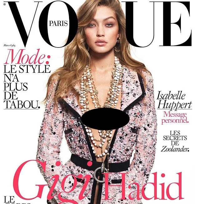 Gigi Hadid tampil tanpa busana di cover Vogue Prancis edisi Maret. ©Instagram/gigihadid