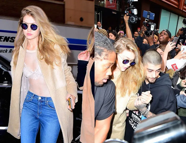 Gigi Hadid dan Zayn Malik saat keluar bareng dari hotel. ©splashnews via dailymail.co.uk