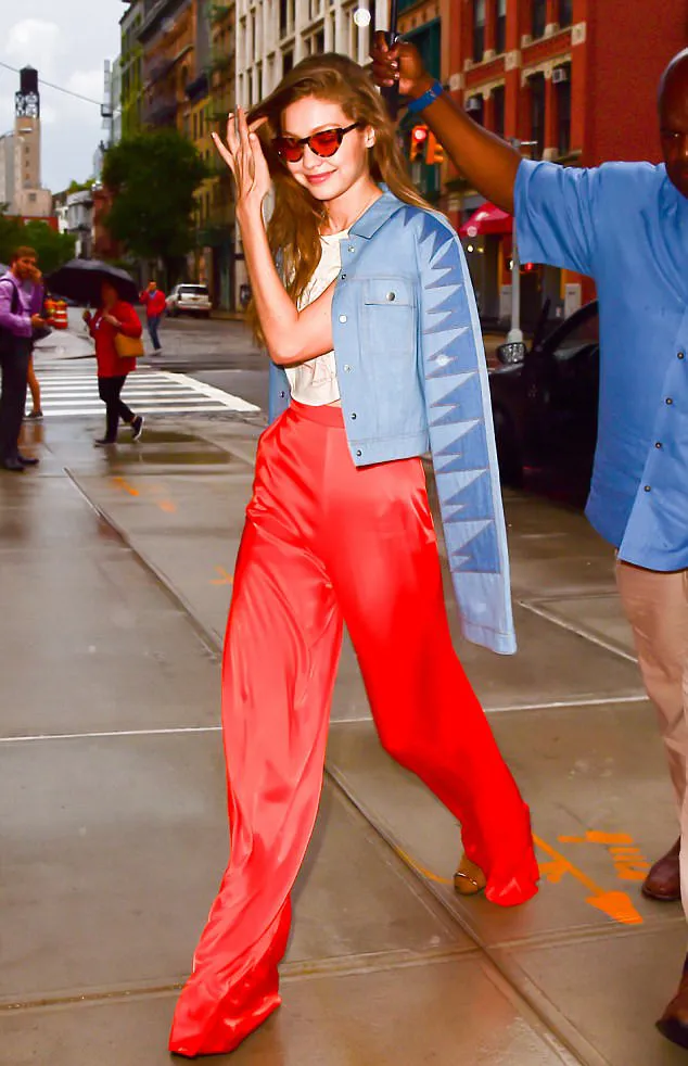 Penampilan Gigi semakin cantik saat ia melemparkan senyuman ke arah rekan media © dailymail.co.uk