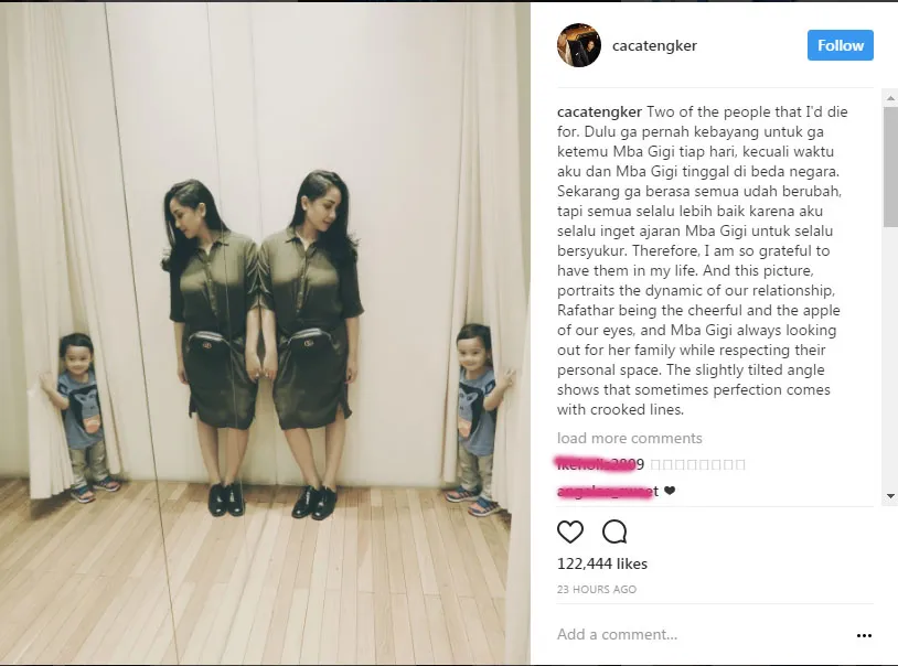 Tulisan menyentuh Caca Tengker untuk Nagita Slavina. © Instagram/cacatengker