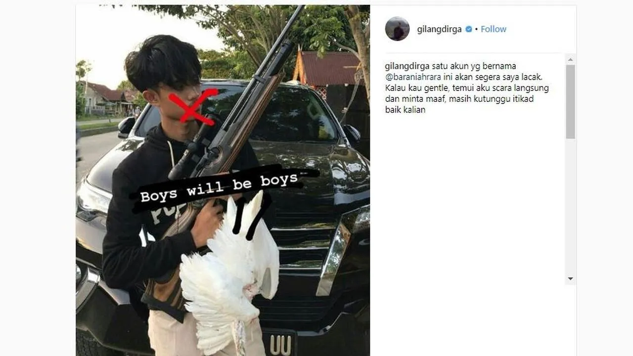 Gilang Dirga lantas tak ingin tinggal diam. (Credit: instagram.com/gilangdirga)