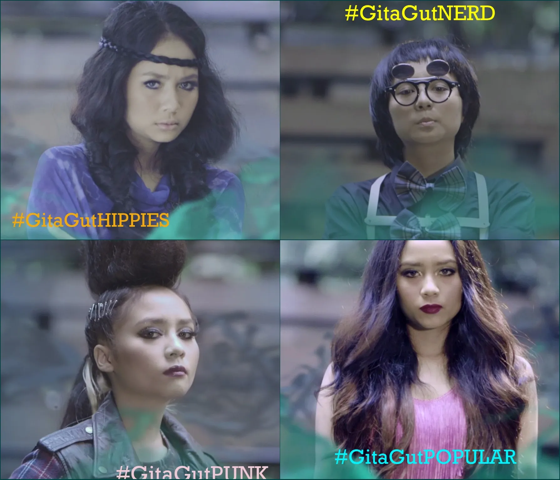 Empat peran Gita Gutawa di klip 'Rangkaian Kata'. ©SonyIndonesia