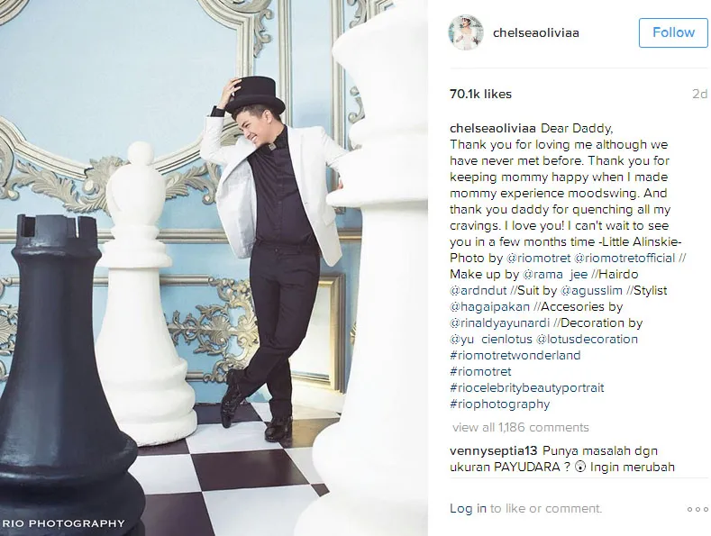 Postingan Chelsea buat Glenn Alinskie yang sweet banget © Instagram.com/chelseaoliviaa