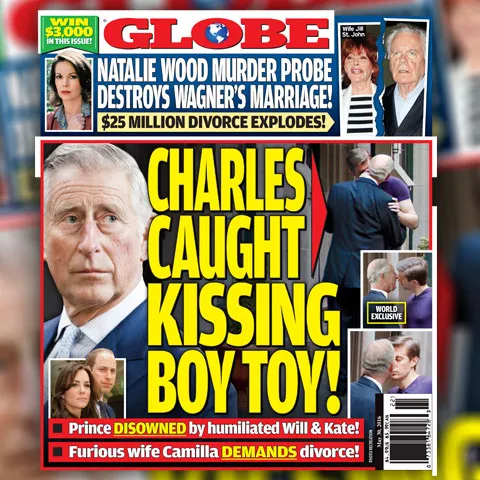 Cover majalah Globe yang hembuskan isu Prince Charles adalah seorang gay/©globe.com