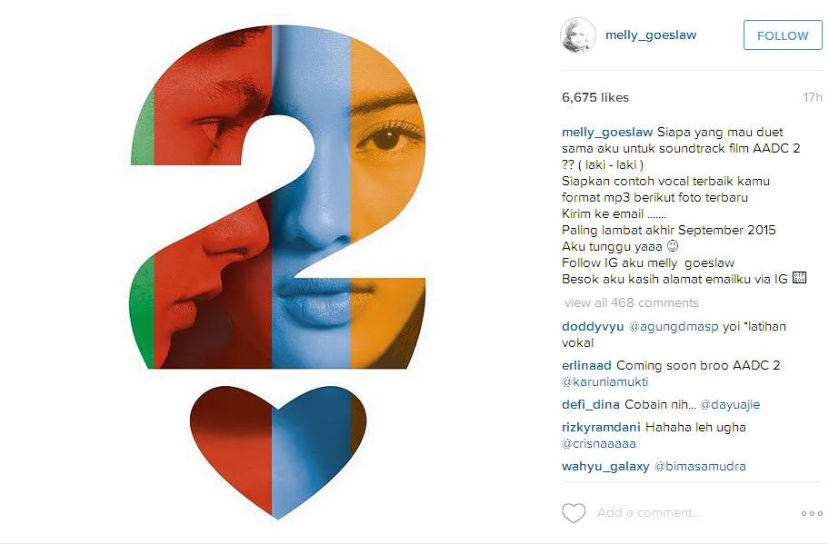 Melly Goeslaw buka lowongan © Instagram/melly_goeslaw
