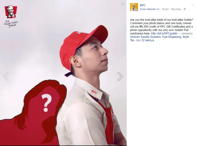 Pegawai KFC yang dianggap mirip Gong Yoo jadi model. © KFC Facebook