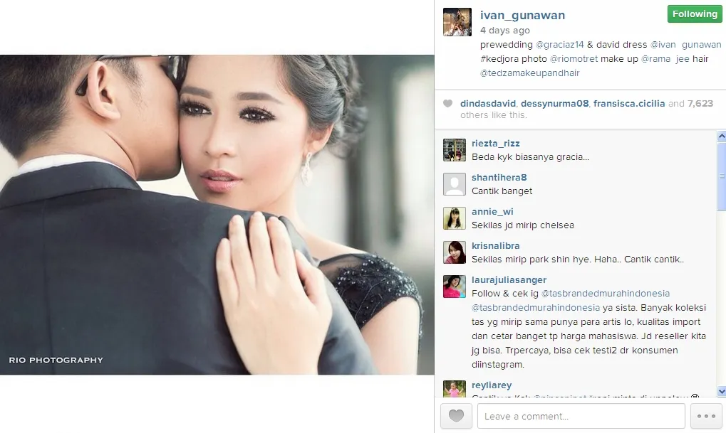 David cium mesra pipi Gracia. / Ivan Gunawan Official Instagram