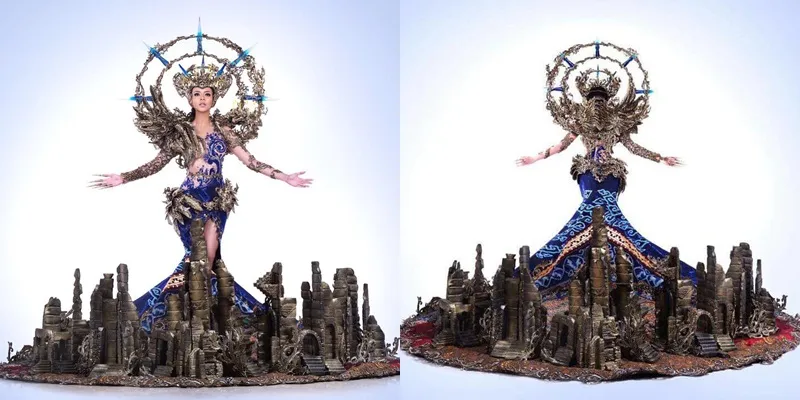 Begini detail dari kostum nasional Indonesia yang dipakai Dea di ajang Missh Grand International 2017. /©instagram.com/mayaratihcouture