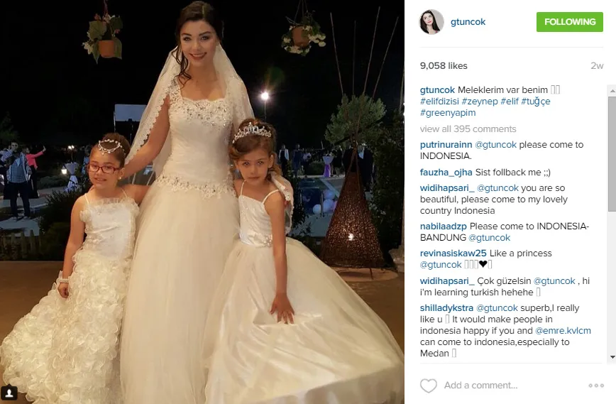 Baju pengantin ini bikin Gulcin bak bidadari. @instagram/gtuncok