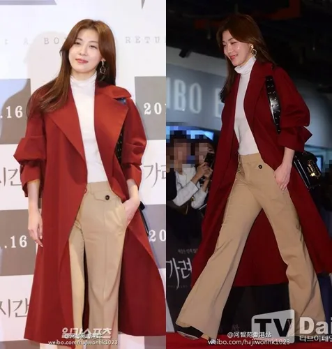 Fashion kasual elegan Ha Ji Won saat menghadiri VIP Premiere drama Kang Dong Won, VANISHINH TIME. ©istimewa