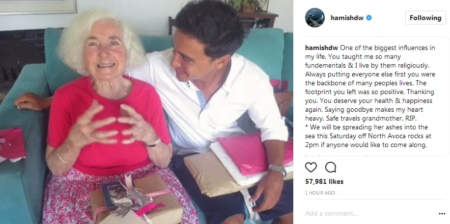Hamish Daud kehilangan sang nenek ©instagram/hamishdw