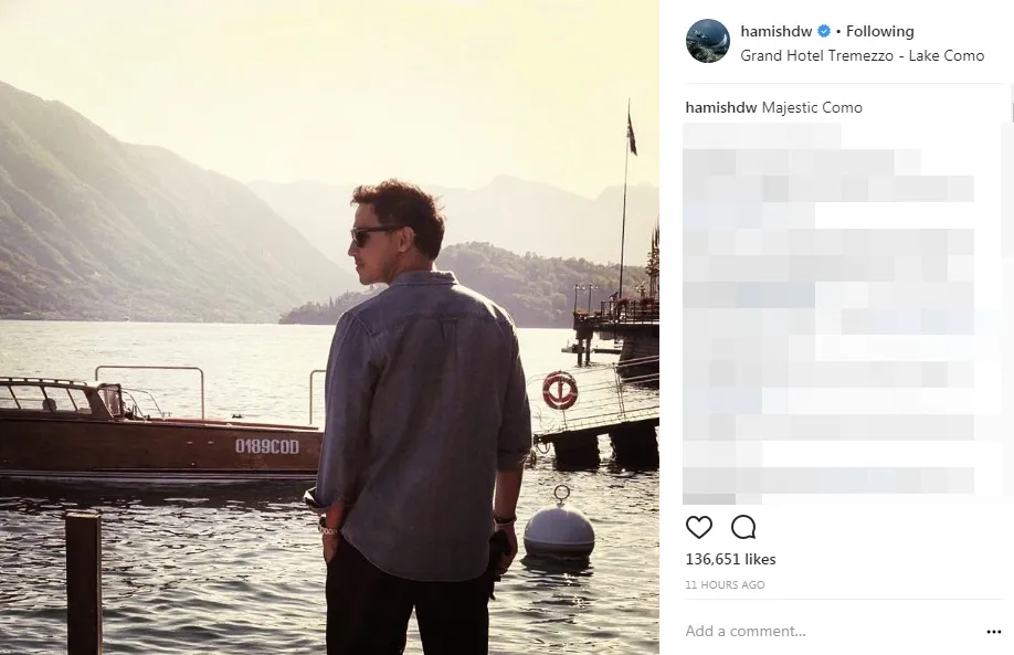 Hamish Daud tak bisa move on dari Lake Como ©instagram/hamishdw