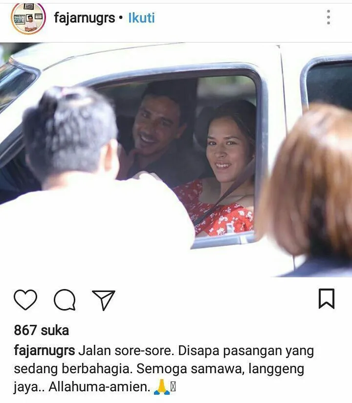 Raisa dan Hamish Daud terlihat bersama di Bali. © Instagram/fajarnugrs
