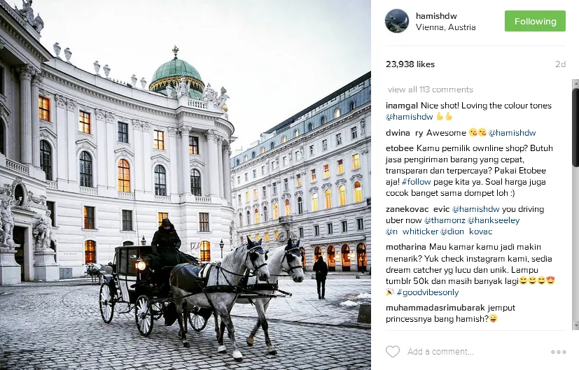 Hamish juga sedang di Austria © Instagram