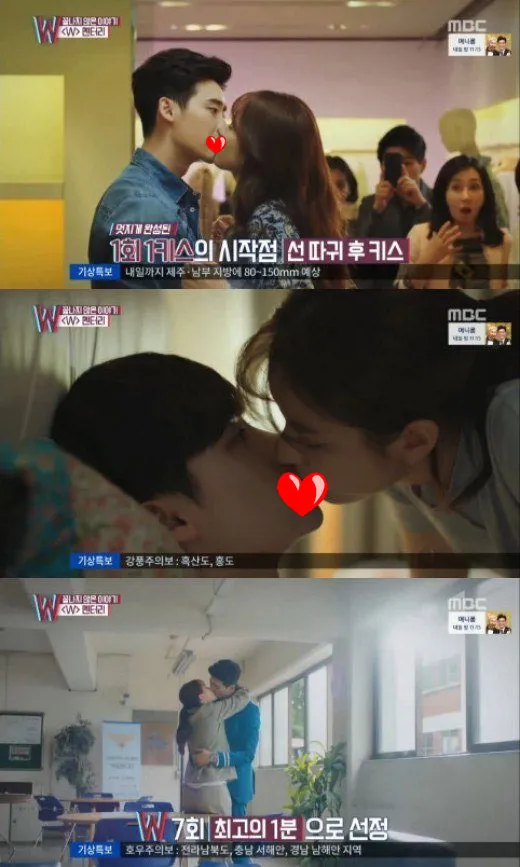 Adegan ciuman W favorit Lee Jong Suk dan Han Hyo Joo. ©allkpop.com