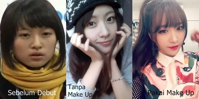 Foto Hani. Sebelum debut, setelah debut tanpa make up, setelah debut memakai make up. Operasi plastik atau nggak? ©istimewa