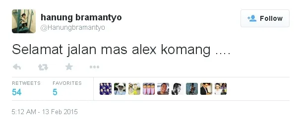 Ucapan Duka dari Hanung Bramantyo ©    Hanung Twitter