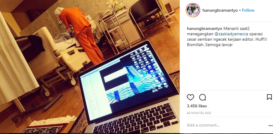 Hanung Bramantyo memposting Zaskia Adya Mecca yang akan melakukan operasi caesar. © Instagram/hanungbramantyo